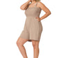 A-Plus solid smocked top romper with pockets