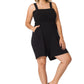 A-Plus solid smocked top romper with pockets