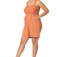 A-Plus solid smocked top romper with pockets