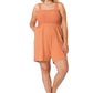 A-Plus solid smocked top romper with pockets