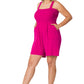 A-Plus solid smocked top romper with pockets