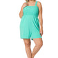 A-Plus solid smocked top romper with pockets