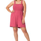 A-Plus solid smocked top romper with pockets