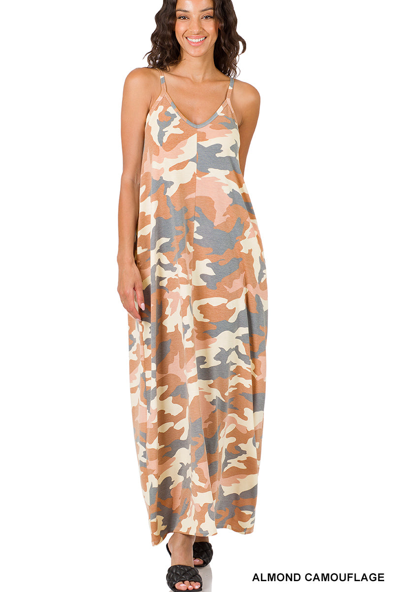 A-Camouflage v-neck cami maxi dress – Goddess Accessories & More