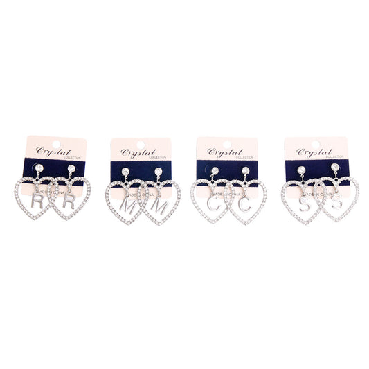 Earrings-Silver  Initial Heart Earrings
