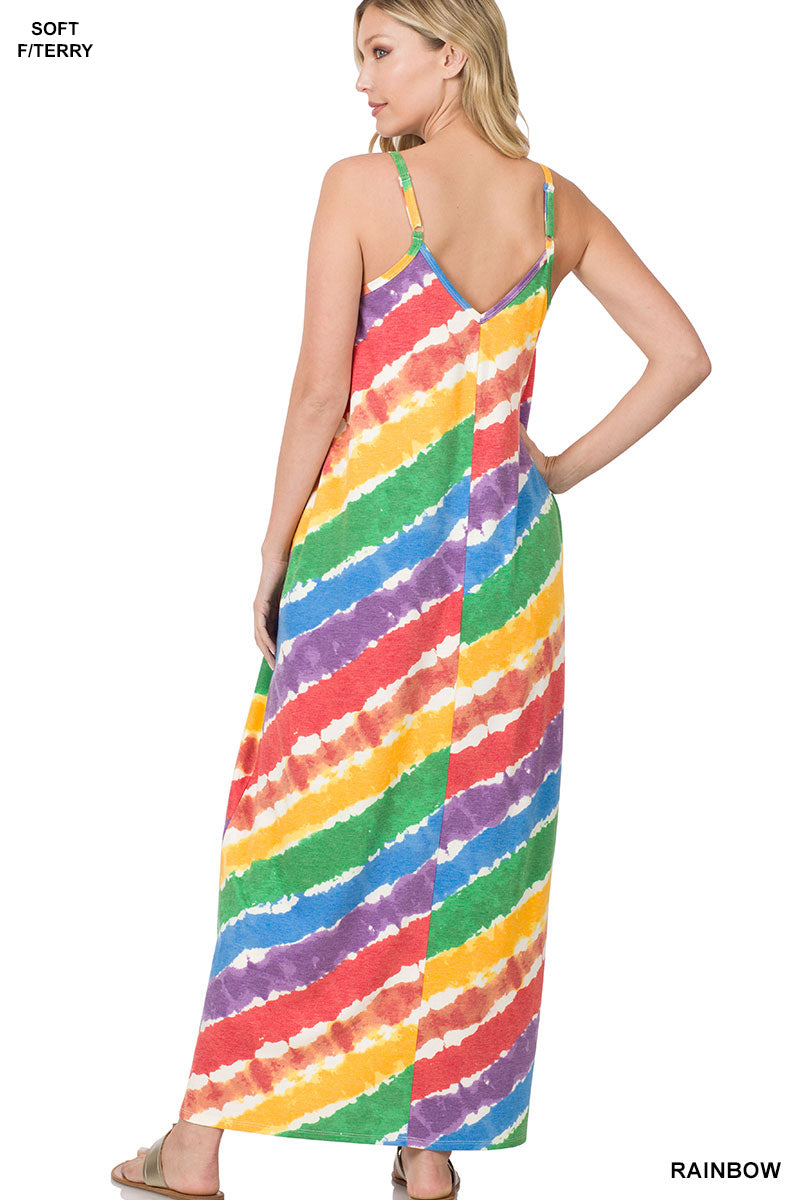 A-Soft f/terry rainbow v-neck cami maxi dress