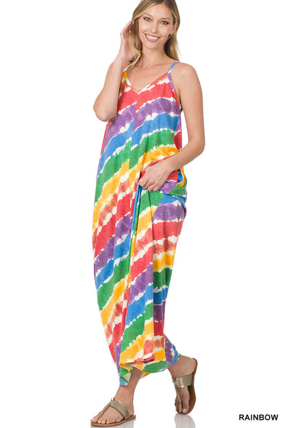 A-Soft f/terry rainbow v-neck cami maxi dress