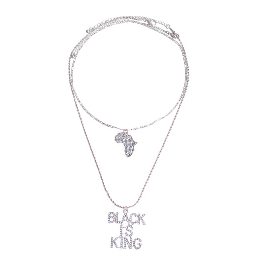 Double Chain BLACK IS KING Necklace