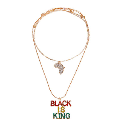 Double Chain BLACK IS KING Necklace