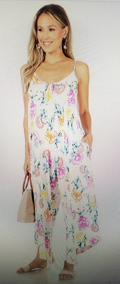 A-Harem jumpsuit with spaghetti straps