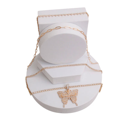 SILVER/GOLD 4 Pcs Butterfly Choker Set