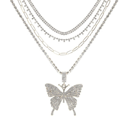 SILVER/GOLD 4 Pcs Butterfly Choker Set