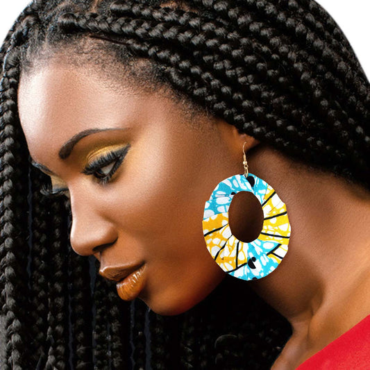 Oval Tribal Fabric Earrings
