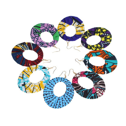 Oval Tribal Fabric Earrings