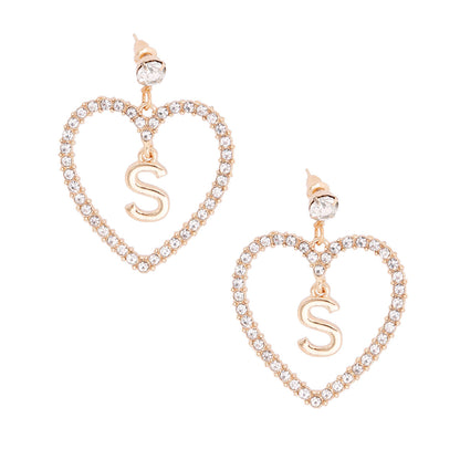 Earrings-Silver  Initial Heart Earrings