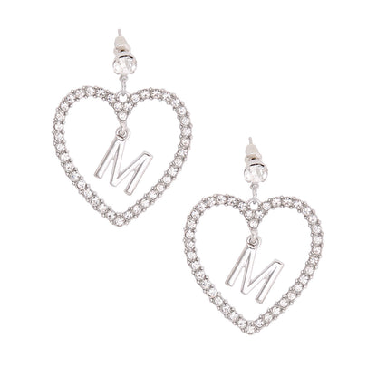 Earrings-Silver  Initial Heart Earrings