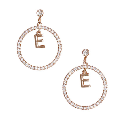 Earrings-Silver Initial Circle Earrings