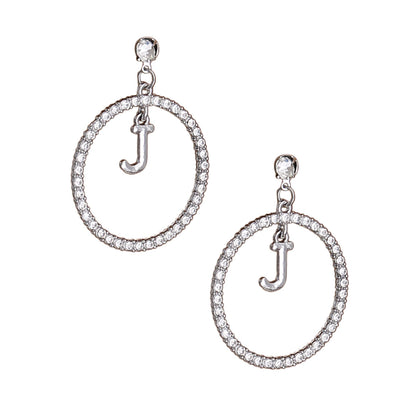 Earrings-Silver Initial Circle Earrings
