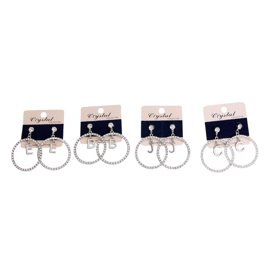 Earrings-Silver Initial Circle Earrings